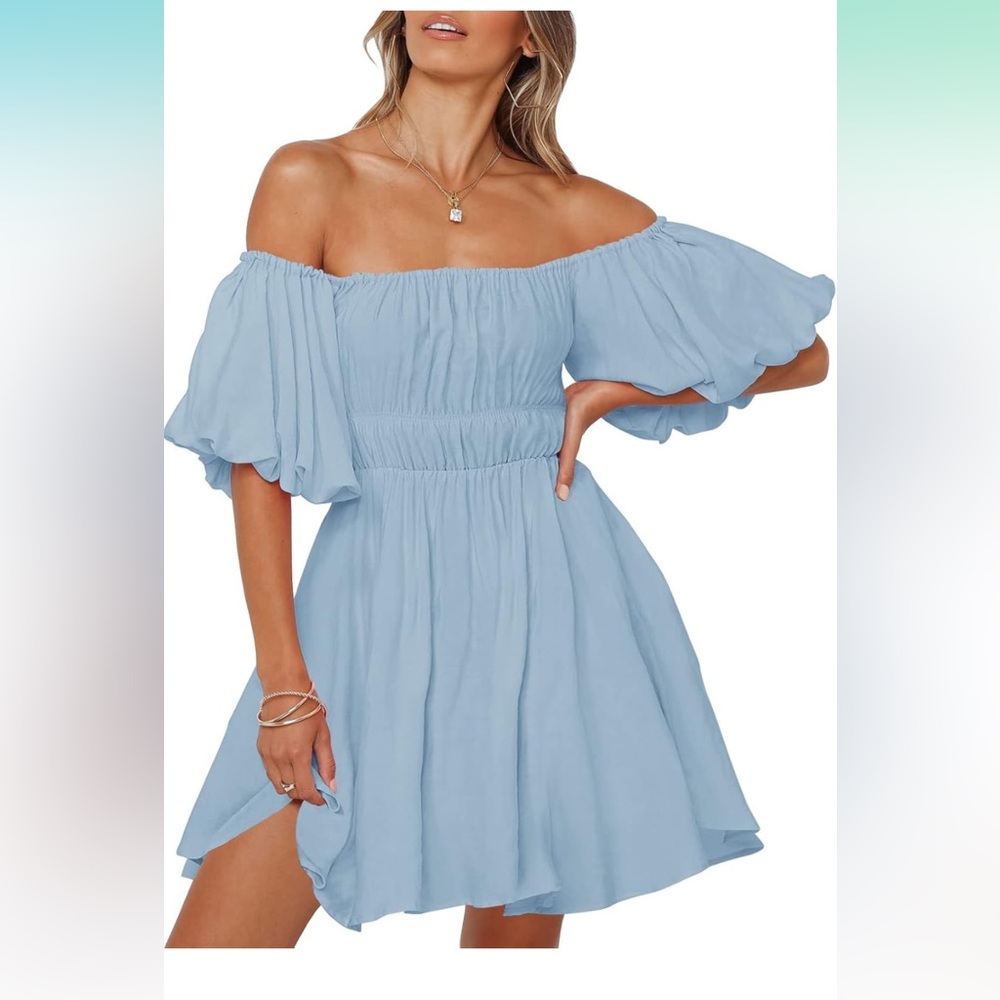 Syzri womens puff sleeve mini dress..large..(NWT)